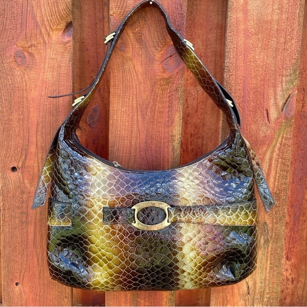 Charlie Lapson Elegant Multicolor Snakeskin Shoulder Bag